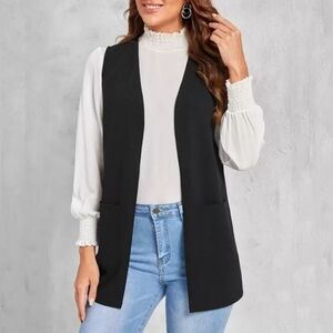 CANDIE'S Longline Open Vest Black Size Medium